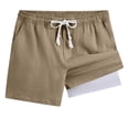 thumbnail image 3 of NAISIBABY Boys Active Shorts (4-15T), with Pockets Drawstring Sports Liner Kids Summer Casual Sport Shorts Khaki 10T, 3 of 9