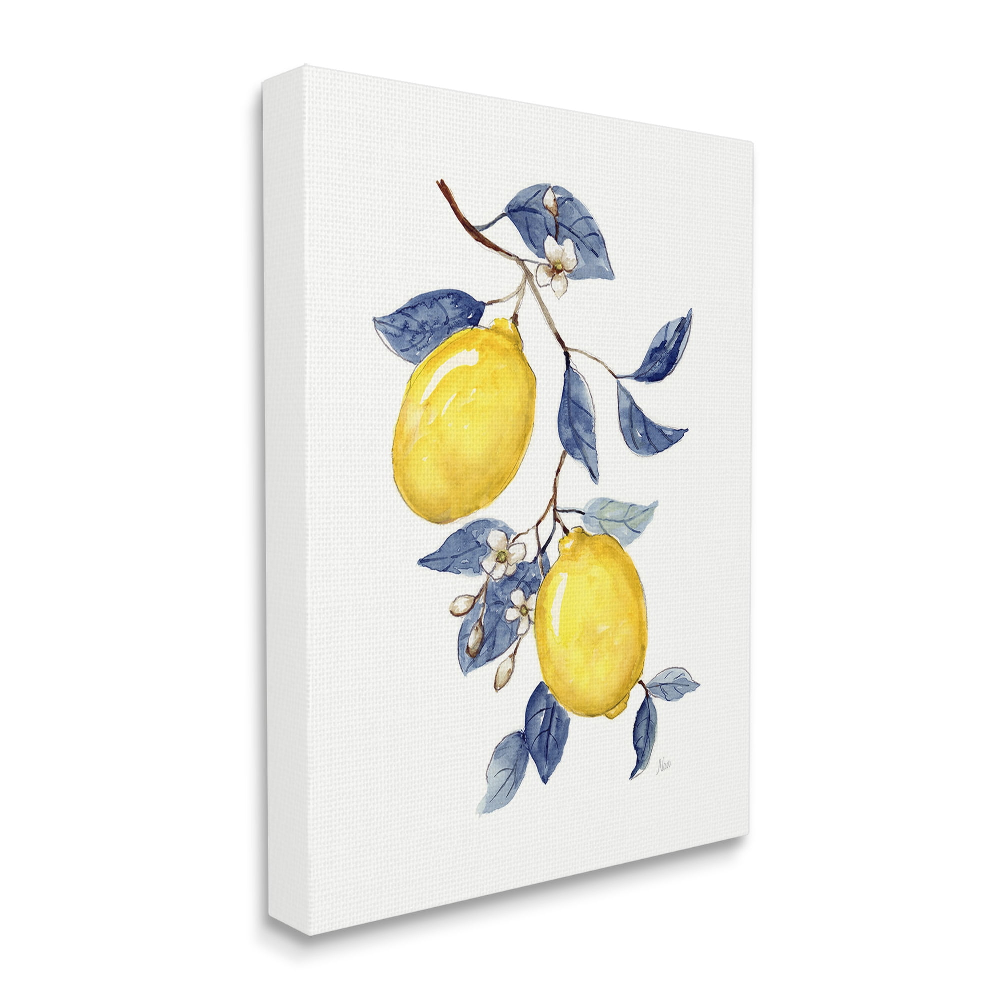 Stupell Industries Lemons with Flower Buds Food & Beverage Painting Gallery Wrapped Canvas Art Print Wall Art, 16 x 20