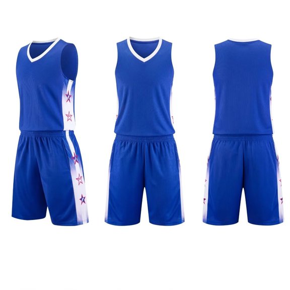 Trikvn Kids Boys Athletic Basketball Uniform Set 2-Piece Quick Dry Sportswear Sleeveless V-Neck Jersey Shirt and Drawstring Shorts Breathable Workout Suit for Team Sports