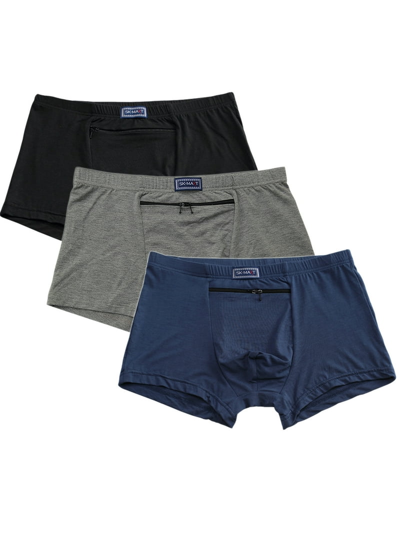 Wayonge Men's Boxer Shorts - Cotton Low Waist Underwear With Printed Pocket