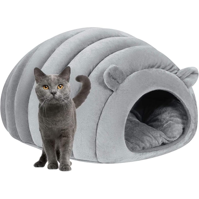 Cálida perrera para gatos con cúpula suave, cama para gatitos, perrera, acogedora cesta para perros, cama interior para mascotas, saco de dormir con cojín extraíble para cachorros y animales pequeños