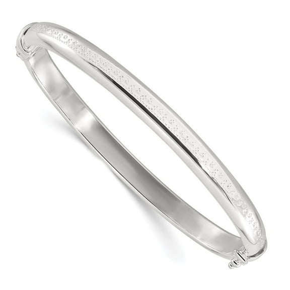 Auriga Fine Jewelry 925 Sterling Silver Polished Textured Hinged Bangle Bracelet for Women