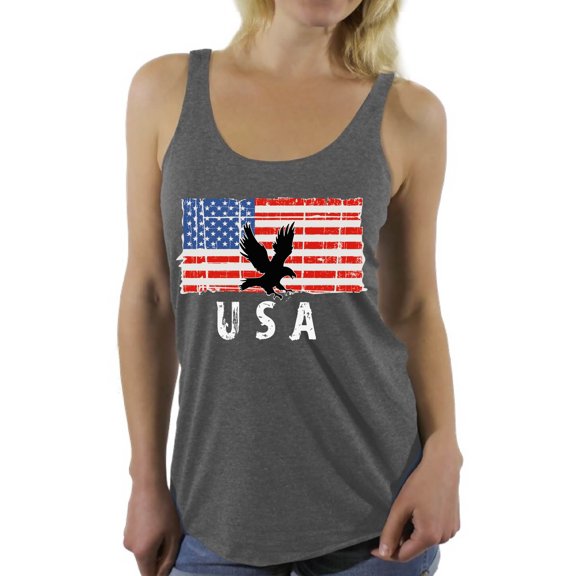 Awkward Styles Eagle USA Women Racerback Tank Top USA Patriotic Gifts Vintage USA Women Shirt Independence day Retro USA Tank for Women Gifts for Women Eagle Women Tshirt I'm American