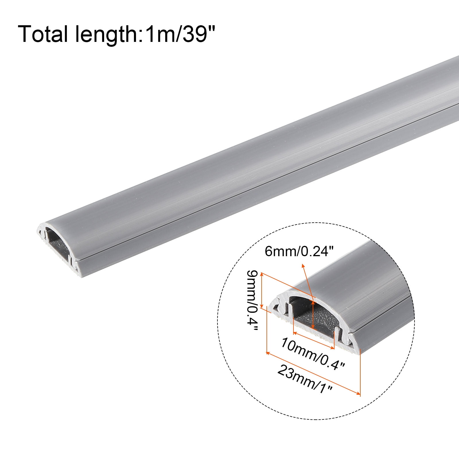 Unique Bargains Wall Cable Raceway Cord Cover Cord Hider Channel Self-Adhesive for TV Wire Grey 39"x1"x0.4"