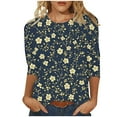 thumbnail image 3 of DDAPJ pyju Boho Tops for Women Summer Casual 3/4 Sleeve T-shirts Dressy Work Blouses Ofertas relámpago Dark Gray S, 3 of 6