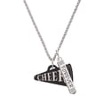thumbnail image 1 of Delight Jewelry Acrylic 1.25" Black Cheer Megaphone Silvertone Forever Bar Charm Necklace, 23", 1 of 4
