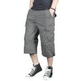 thumbnail image 6 of FEDTOSING Men's 3/4 Long Capri Shorts Casual Elastic Waist Cotton Relaxed Fit Cargo Shorts Black, 6 of 6