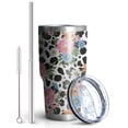 thumbnail image 2 of 30oz Pioneer Flower Floral Print Pattern Tumbler, Double Wall Vacuum Insulated Cup, BPA-Free Leak Proof Lid & Reusable Straws, Hot 12h, Cold 34h, 2 of 6