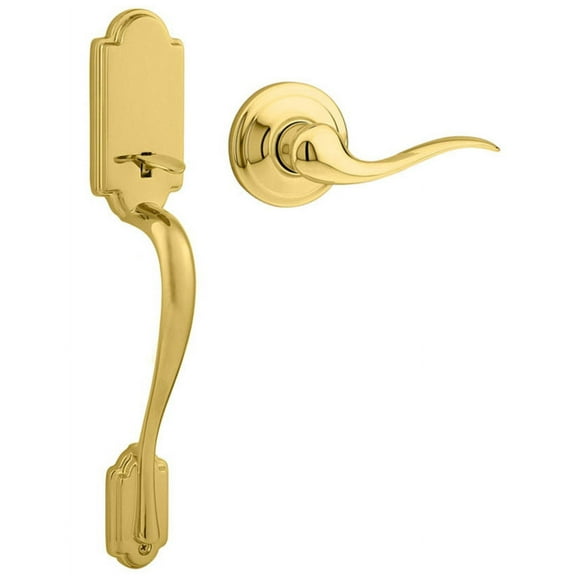 Kwikset 815ANTNLLH-L03 Left Hand Passage Arlington Handleset with Interior Left Hand Tustin Trim; No Deadbolt with RCAL Latch and RCS Strike Lifetime Brass Finish