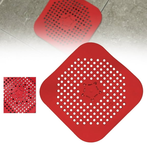 1*Silicone Multi-Purpose Pad Square Drain Cover for Shower Drain Hair Catcher Flat Silicone Plug for Bathroom and Kitchen Filter Shower Drain Flat Strainer Stopper