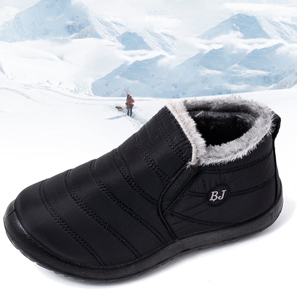 Zapatos Botas De Nieve de invierno impermeables para hombres y mujeres, botines de nieve cálidos de felpa, sin cordones (negro 41) Ehuebsd Tenis De Mujer Tenis De Hombre
