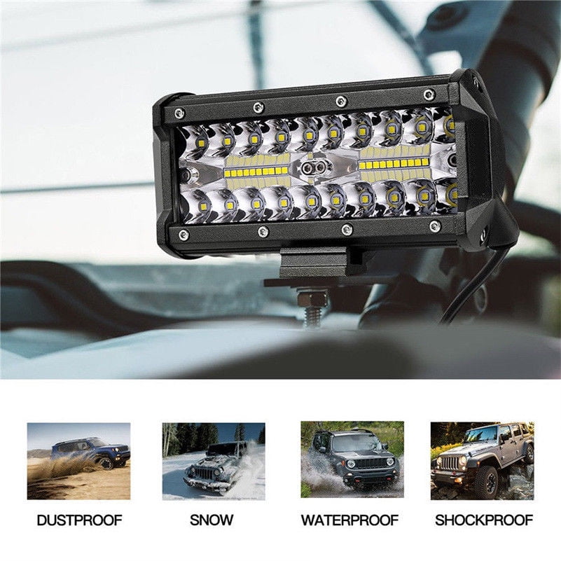 1PC 7" 400W LED Work Light Bar Flood Spot Beam Offroad 4WD SUV Driving Fog Lamp 