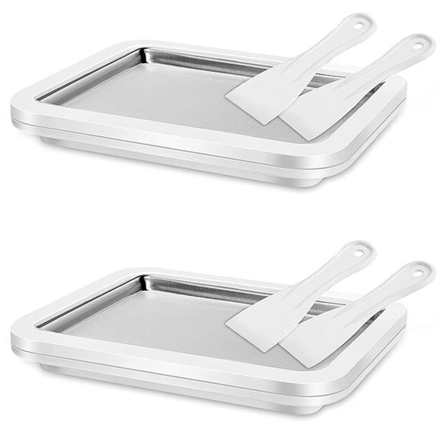 Ice Cream Sorbet Frozen Yogurt Machine Quick Cooling Plate with Scrapers Perfect for Making Soft Ice Cream and Smoothies,2 ice cream machine 4 scrapers