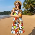 thumbnail image 4 of Disketp Colorful Balls para Vestido de Manga Corta para Mujeres, Vestidos de Verano para Mujeres, Casual y Holgado para la Playa, 4 of 6