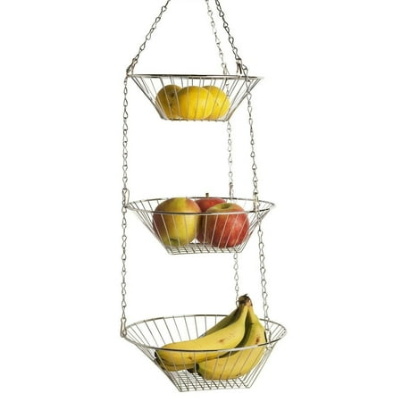 3 Tier Round Hanging Basket Fruit Vegetable Storage Holder Home