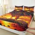 thumbnail image 3 of Manfei Cartoon Fire Mountain Twin Sheet Sets, Ocean Marine Twin Fitted Sheet, Teen Boy Girl Kid Flat Sheet, Luxury Bedroom Decor, 3 Pieces, 3 of 7