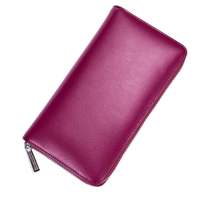 Cartera de bloqueo para mujer, cartera de material cuero con cremallera alrededor, de mano grande, monedero , tarjeta de crédito, organizado Rose Yinane Titular de pasaporte de viaje