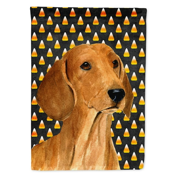 Carolines Treasures SS4280-FLAG-PARENT Dachshund Candy Corn Halloween Portrait Flag multicolor