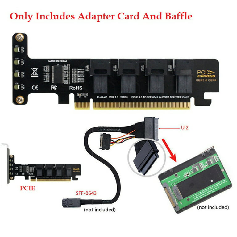 Innocard U.2 (SFF-8639) to M.2 NVMe SSD Adapter or SATA to M.2 SSD Adapter  with U.2 to Mini SAS HD Cable 