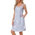 thumbnail image 4 of Noche de inspiración para mujeres, camisón sin mangas, pijama impreso, camisetas de cuello redondo, vestido de tirantes con tirantes anchos y bolsillos, XS, estrellas grises, 4 of 6