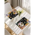 thumbnail image 5 of Spring Dog Placemats Set of 6, Black Watercolor Botanical Floral Sunflower Placemats for Dining Table, Place Mats for Kitchen Tabletop, Waterproof Wipeable Dining Table Mats Set, 5 of 9