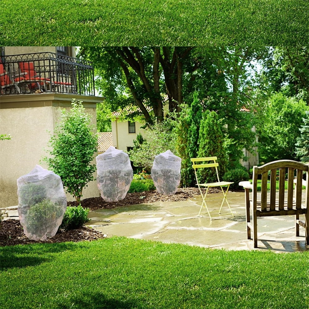 Insect Netting Bag with Drawstring,Garden Plants Protection Netting,6 Pcs Bird Barrier Mesh Covers Bags for Blueberry and Tomato,Topboutique Garden Pest Barrier Netting,3.3 ft White