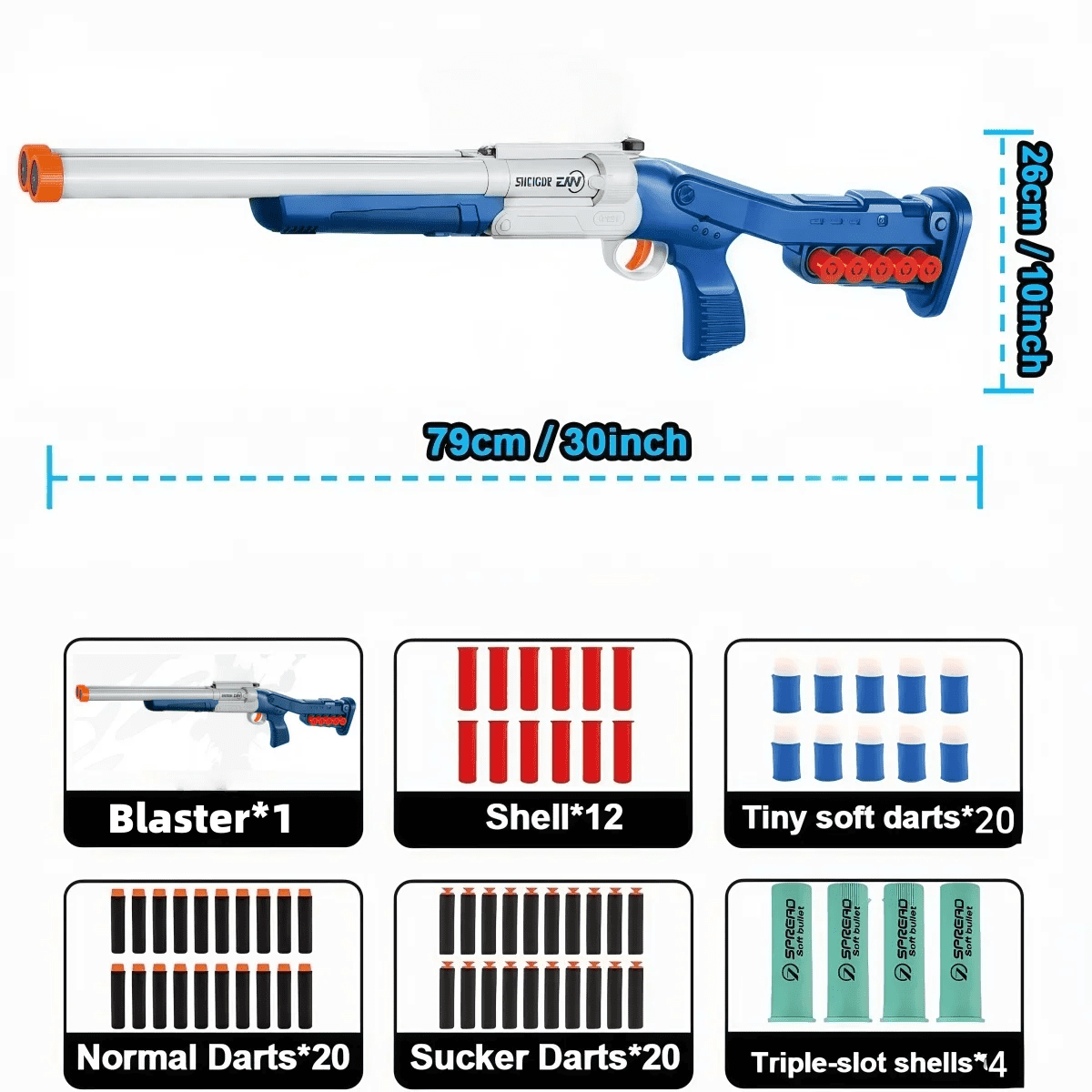 Foam Dart Blasters 30-inch Soft Bullets Shell Ejecting Design for Indoor and Outdoor Play 14+ Years