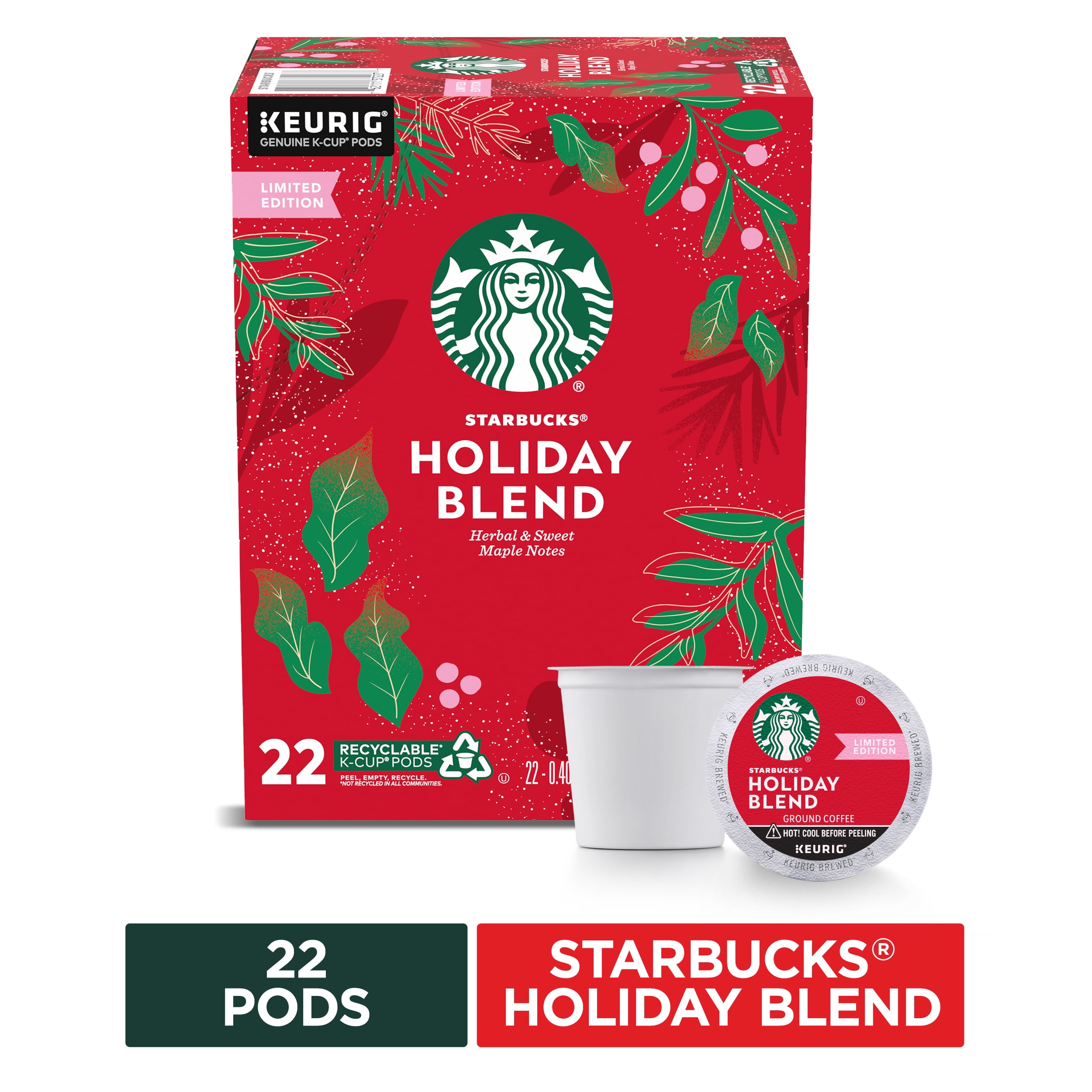 Starbucks Medium Roast K-Cup Coffee Pods — Starbucks Holiday Blend for ...