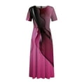thumbnail image 3 of Dorkasm Plus Size Formal Dresses for Curvy Women 3/4 Sleeve A-Line Flowy Printing Maxi Dress Pockets Hot Pink 5XL, 3 of 4