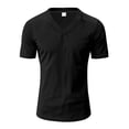 thumbnail image 4 of Men Short Sleeve Shirt Big and Tall Button Mens Tshirts Graphic Clearance Summer Linen Button up Shirts for Men Mens Shirts Casual Loose Fit Men's fashion savings, 4 of 8