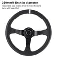 thumbnail image 3 of Accessory 350mm/14in 6 Bolts Deep Dish Black Leather Racing Steering Wheel W/ Horn, 3 of 7