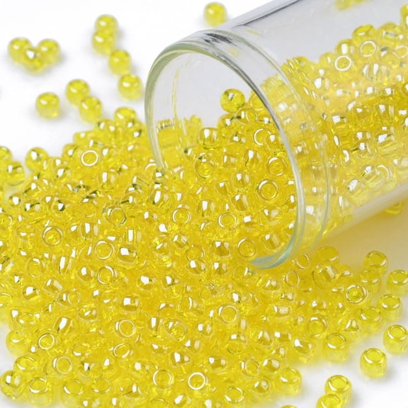 TOHO 8/0 Round Beads Japanese Seed Beads (102) Citrine Yellow Transparent Luster 3mm Hole: 1mm 1110pcs/50g