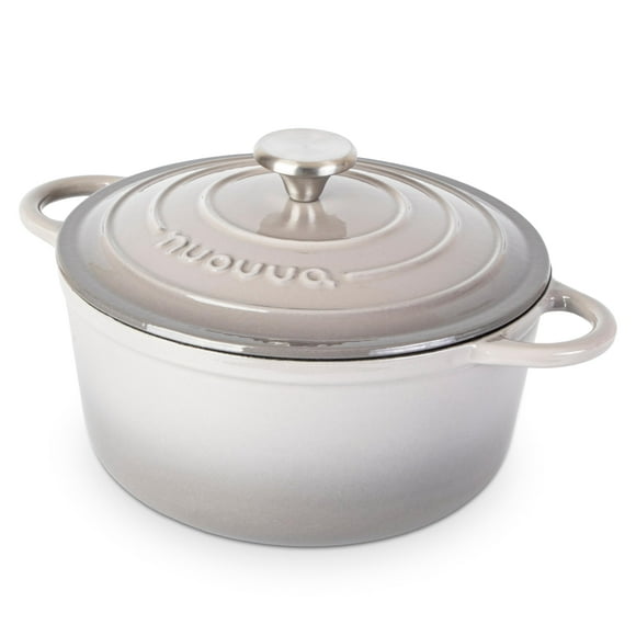 Olla de hierro fundido con tapa – Cacerola esmaltada antiadherente, apta para horno hasta 260 °C – Resistente olla holandesa – Gris, 5 cuartos, 24 cm – de Nuovva