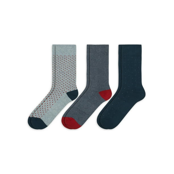 Men's Combed Cotton Patterned Crew Socks ,3 Pack