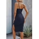 thumbnail image 2 of Correa de algodón sexy para mujer Trajes con cuello en V profundo Vestido de color sólido Crop Top High Split Maxi vestidos, azul (m) Feliz Sencillez, 2 of 5