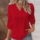 thumbnail image 2 of Ropa de trabajo para mujer,Camiseta informal de mujer con cuello en V y manga 3/4, poliéster, color liso, para uso diario, sopatenor, 2 of 8