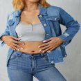 thumbnail image 3 of Women‘s Ripped Denim Jackets  Long Sleeve Button Up Slim Fit Distressed Jean Jackets, 3 of 9