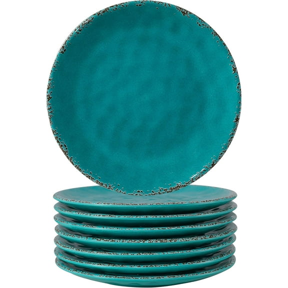 6 inch Small Dinner Plates, Set of 8, Vintage Appetizer Plate Serving Dishes, Small Serving Plates Party Plates for Fruit Snack Side Dishes, Teal | Melamine Dessert Plate