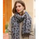 thumbnail image 2 of Bufanda mujer pompón imitación cachemira estampado leopardo bufanda cálida chal azul camel, 2 of 5