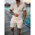 thumbnail image 2 of men's short sets outfits 2 piece summer tracksuit short sleeve polo shirt and shorts set casual sport suit, 2 of 4