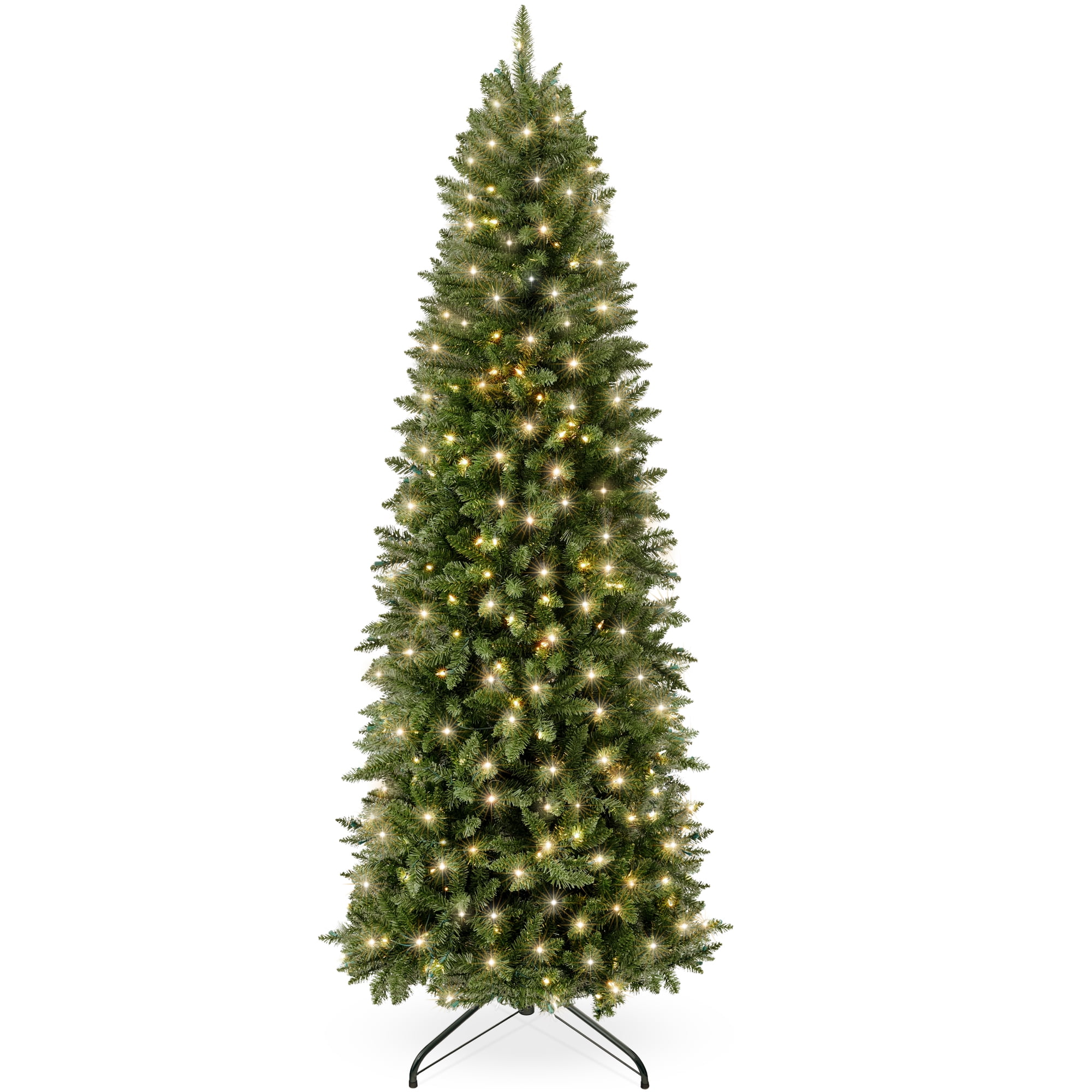 Best Choice Products 6ft Artificial Pencil Christmas Tree with Viral Twinkling Lights, Pre-Lit Spruce, 250 Lights