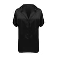 thumbnail image 3 of Women's Solid Color Satin Short Sleeved Shoulder Collar Short Sleeved Shirt Fall Shirt for Women Large Button down Shirt Flannel Shirt Button down Women's Button down Shirts Button up Thermal Shirts, 3 of 4