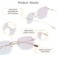 thumbnail image 2 of LifeArt Pure Titanium Frame Glasses/Blue Light Blocking Reading Glasses, Reduce Eyestrain,Stylish for Men and Women(Pink Gold,+0.50 Magnification), 2 of 5
