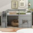thumbnail image 2 of Harper & Bright Designs Twin Size Low Loft Bed with Storage Staircase and Window, Wooden Twin Loft Bed Frame with Under-Bed Space, Gray, 2 of 14