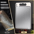 thumbnail image 5 of Stainless Steel Cutting Board, Double Sided Chopping Board for Kitchen, Scratch-resistant Mesh Design, Juice Groove, Non-slip Silicone Wrap, Dishwasher Safe, 5 of 7