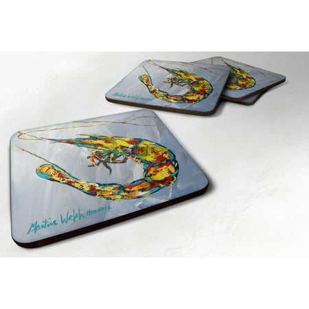 

Carolines Treasures MW1033FC Shrimp Iced Shrimp Foam Coaster Set of 4 3 1/2 x 3 1/2 multicolor