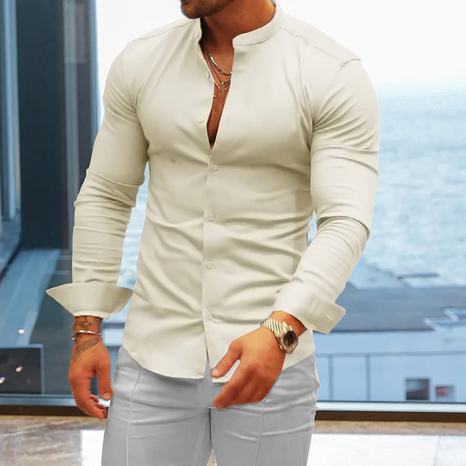 TOWED22 Long Sleeve Mens Shirts,MEN Tops Long Sleeve Casual