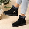 thumbnail image 2 of EKVAHL Snow Shoes for Women Fuzzy Faux Suede Ankle Booties Side Zipper Warm Lined Wedge Short Boots Lug Sole Anti-Slip Winter Walking Shoes Booties, 2 of 6