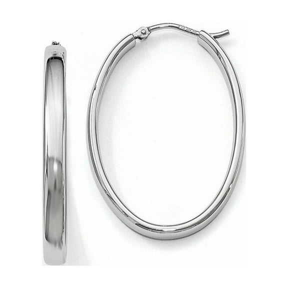 Sterling Silver Polished Oval Hoop Earrings