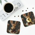 thumbnail image 4 of Fuzoiu Palatial Style Flower Rabbit Print Leather Coasters Set,Drink Coasters Set of 4,for Tabletop Protection, Durable PVC Coasters,Home Décor and Housewarming Gift-Square, 4 of 6